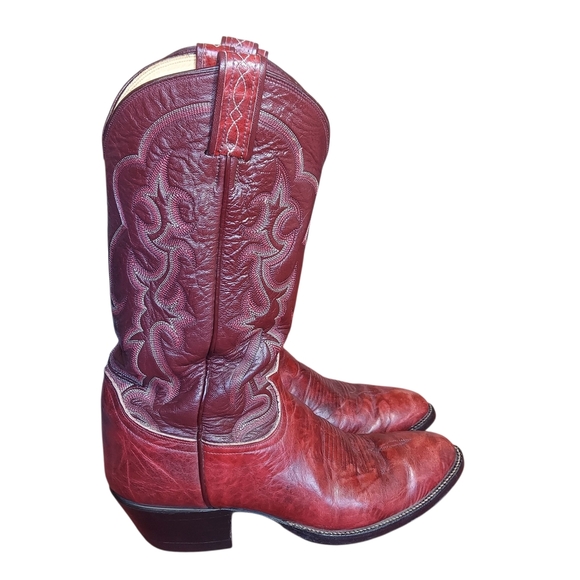 Vintage Tony Lama Cherry Mahogany Bbullhide leather boots - Picture 5 of 16